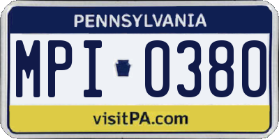 PA license plate MPI0380