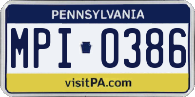 PA license plate MPI0386