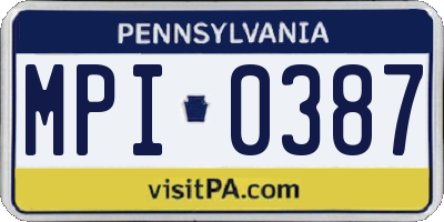 PA license plate MPI0387