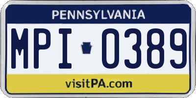 PA license plate MPI0389
