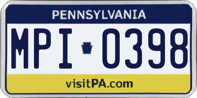 PA license plate MPI0398