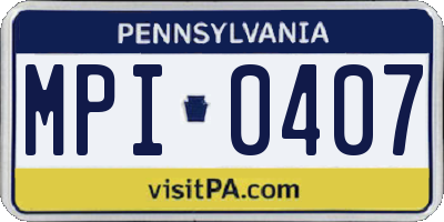 PA license plate MPI0407