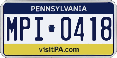 PA license plate MPI0418