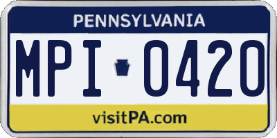 PA license plate MPI0420