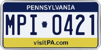 PA license plate MPI0421