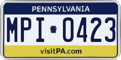 PA license plate MPI0423