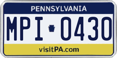 PA license plate MPI0430