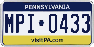 PA license plate MPI0433