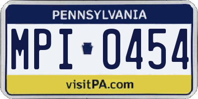 PA license plate MPI0454