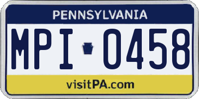 PA license plate MPI0458