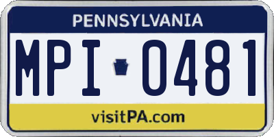 PA license plate MPI0481