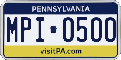PA license plate MPI0500
