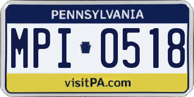 PA license plate MPI0518