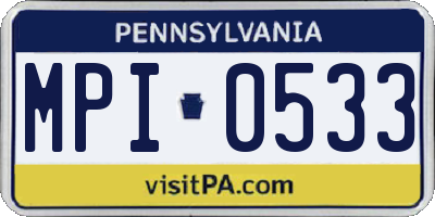 PA license plate MPI0533
