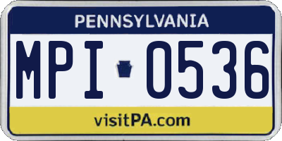PA license plate MPI0536