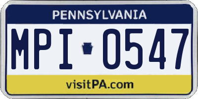 PA license plate MPI0547