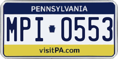 PA license plate MPI0553