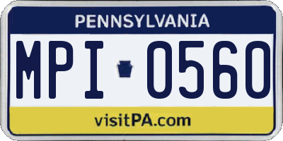 PA license plate MPI0560