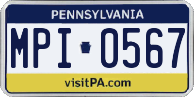 PA license plate MPI0567