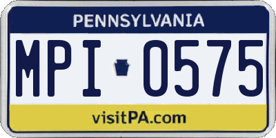 PA license plate MPI0575