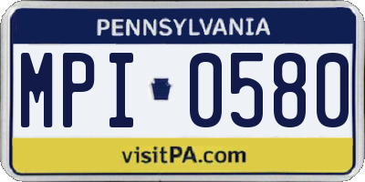 PA license plate MPI0580