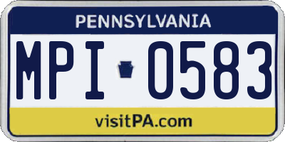 PA license plate MPI0583