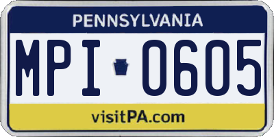 PA license plate MPI0605