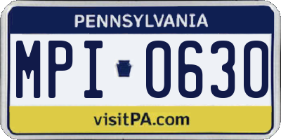 PA license plate MPI0630
