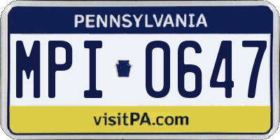 PA license plate MPI0647