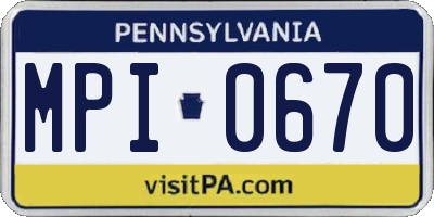 PA license plate MPI0670
