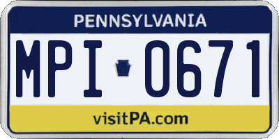 PA license plate MPI0671