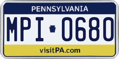 PA license plate MPI0680