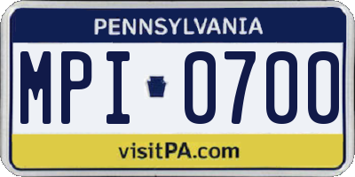 PA license plate MPI0700