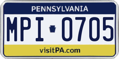 PA license plate MPI0705