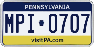 PA license plate MPI0707
