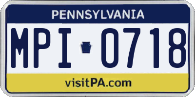 PA license plate MPI0718