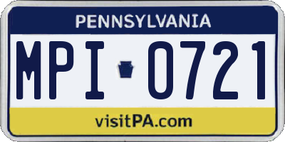 PA license plate MPI0721
