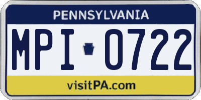 PA license plate MPI0722
