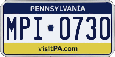 PA license plate MPI0730