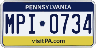 PA license plate MPI0734