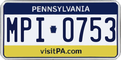 PA license plate MPI0753