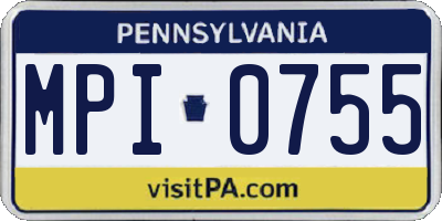 PA license plate MPI0755