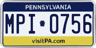 PA license plate MPI0756