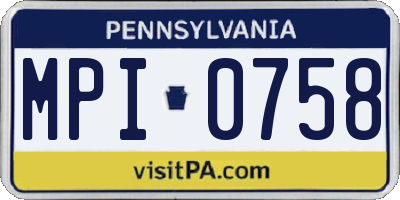 PA license plate MPI0758