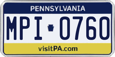 PA license plate MPI0760
