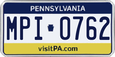 PA license plate MPI0762