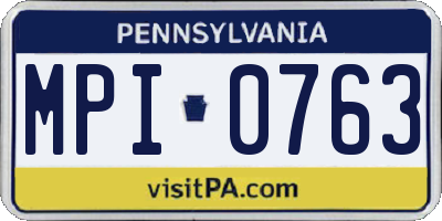 PA license plate MPI0763