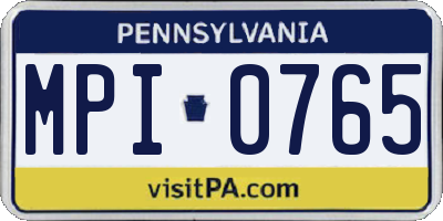 PA license plate MPI0765