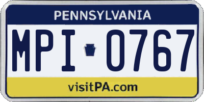 PA license plate MPI0767