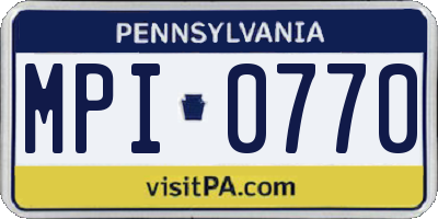 PA license plate MPI0770